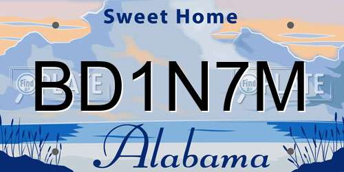 BD1N7M Alabama License Plate