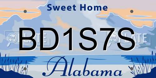 BD1S7S Alabama License Plate