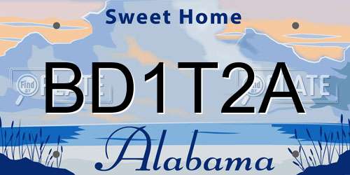 BD1T2A Alabama License Plate