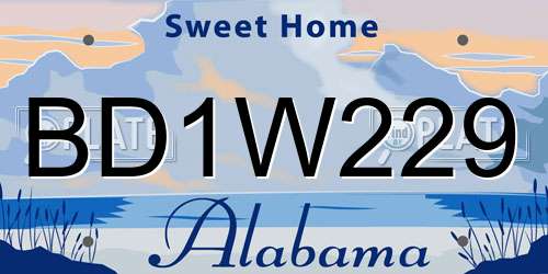 BD1W229 Alabama License Plate