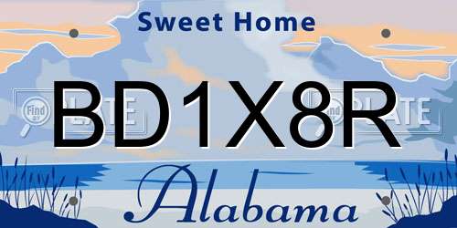 BD1X8R Alabama License Plate