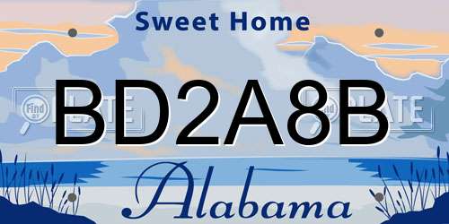 BD2A8B Alabama License Plate