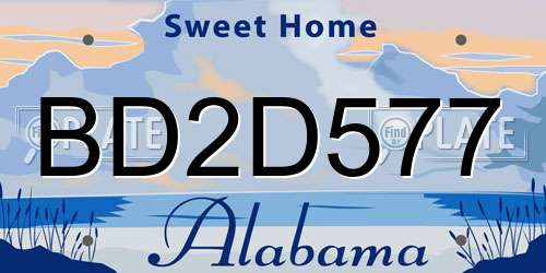 BD2D577 Alabama License Plate
