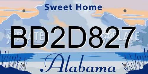 BD2D827 Alabama License Plate