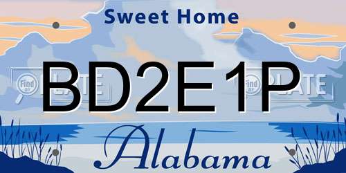 BD2E1P Alabama License Plate