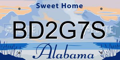 BD2G7S Alabama License Plate