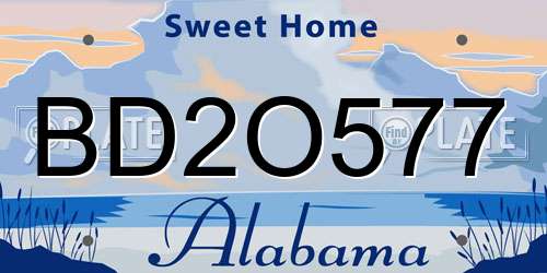 BD2O577 Alabama License Plate