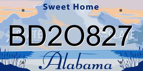 BD2O827 Alabama License Plate