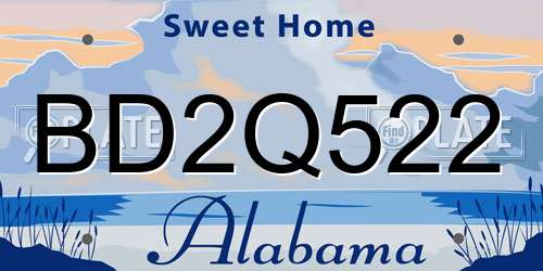 BD2Q522 Alabama License Plate