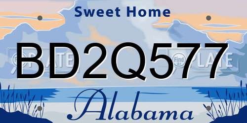 BD2Q577 Alabama License Plate