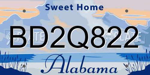 BD2Q822 Alabama License Plate