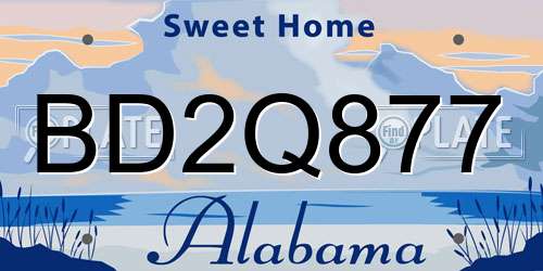BD2Q877 Alabama License Plate