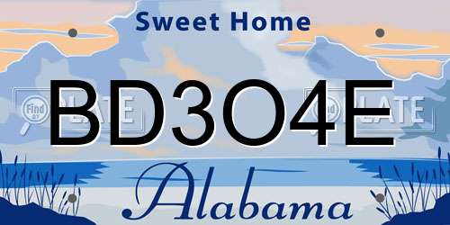 BD3O4E Alabama License Plate