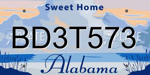 BD3T573 Alabama License Plate