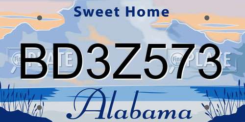 BD3Z573 Alabama License Plate