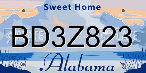 BD3Z823 Alabama License Plate