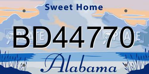 BD44770 Alabama License Plate
