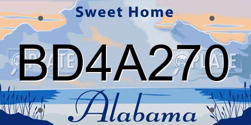 BD4A270 Alabama License Plate