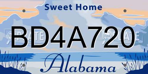 BD4A720 Alabama License Plate