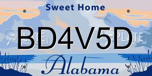 BD4V5D Alabama License Plate