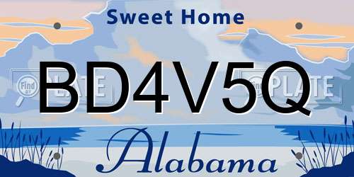 BD4V5Q Alabama License Plate