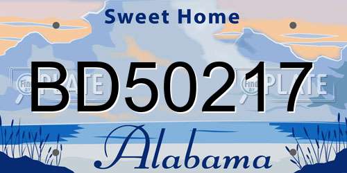 BD50217 Alabama License Plate