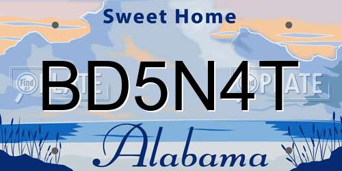 BD5N4T Alabama License Plate