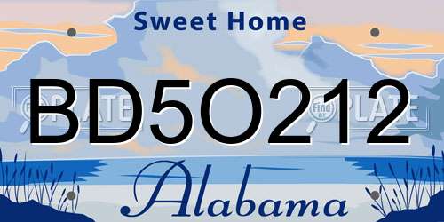 BD5O212 Alabama License Plate