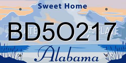 BD5O217 Alabama License Plate
