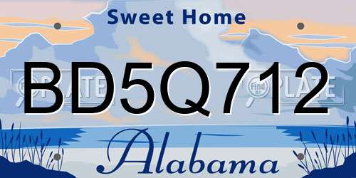 BD5Q712 Alabama License Plate