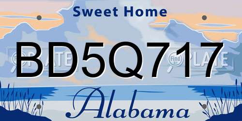 BD5Q717 Alabama License Plate