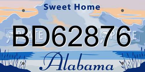 BD62876 Alabama License Plate