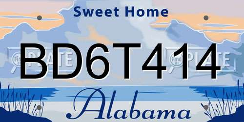 BD6T414 Alabama License Plate