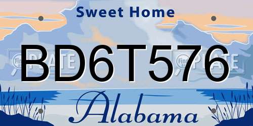 BD6T576 Alabama License Plate