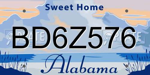 BD6Z576 Alabama License Plate