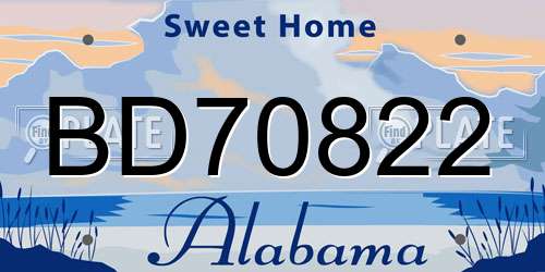 BD70822 Alabama License Plate