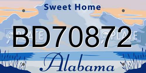 BD70872 Alabama License Plate