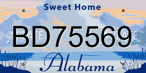 BD75569 Alabama License Plate