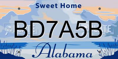 BD7A5B Alabama License Plate