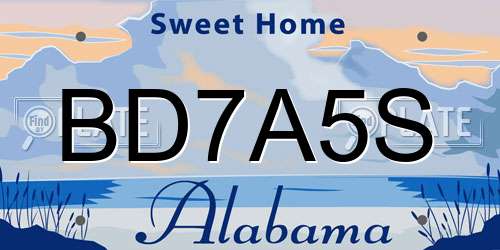 BD7A5S Alabama License Plate