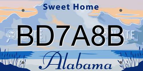 BD7A8B Alabama License Plate