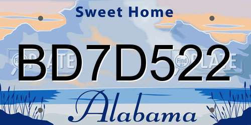 BD7D522 Alabama License Plate