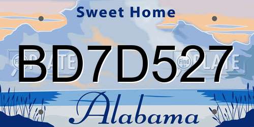 BD7D527 Alabama License Plate