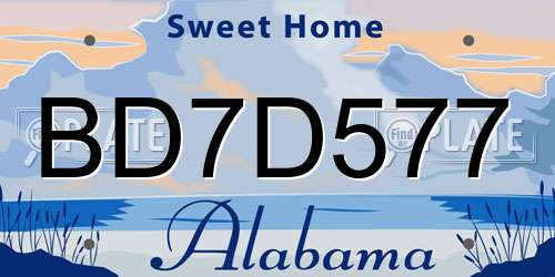 BD7D577 Alabama License Plate