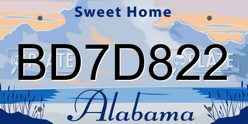 BD7D822 Alabama License Plate