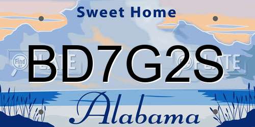 BD7G2S Alabama License Plate