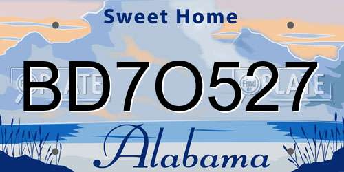 BD7O527 Alabama License Plate