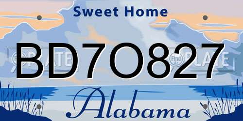 BD7O827 Alabama License Plate