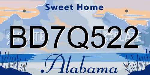 BD7Q522 Alabama License Plate