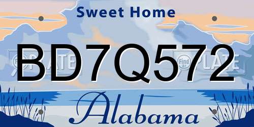 BD7Q572 Alabama License Plate